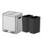 Poubelle à double compartiment en acier inoxydable, poubelle 2 x 4 gallons (2 x 15 L) pour bureau de cuisine, bac de recyclage rectangulaire avec seaux intérieurs amovibles, couvercle à fermeture en douceur, poubelle à pédale