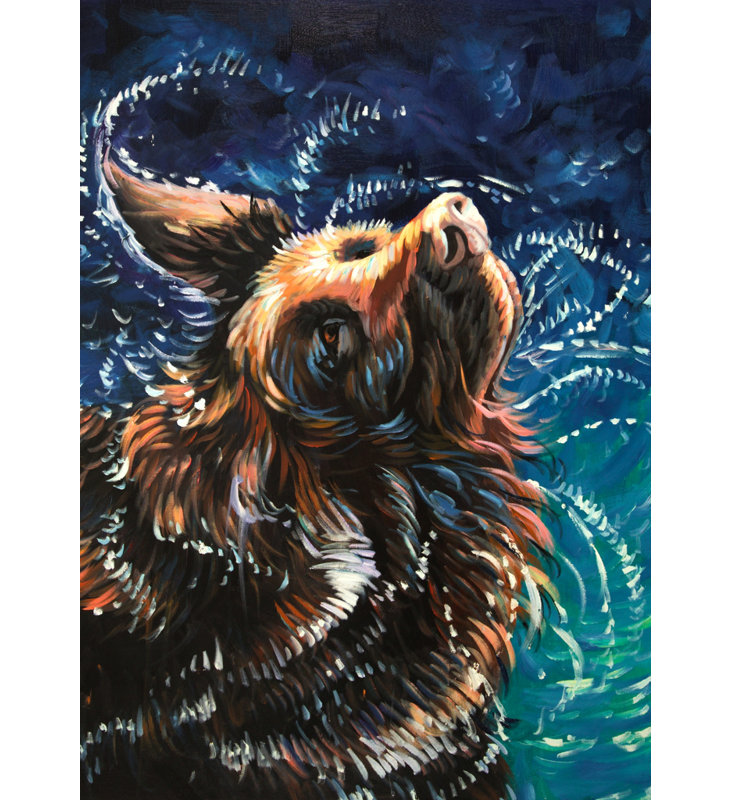 Art sur toile turquoise, Wet Golden Retriever