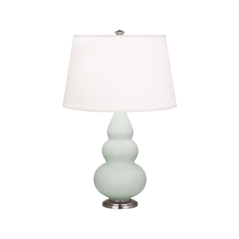 Small Triple Gourd Table Lamp, Antique Silver, Matte Celadon