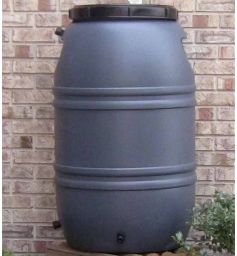 UpCycle Products 55 Gallons Weather Resistant Plastic Drainable Dual Overflow Rain Barrel UpCycle Products