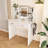 LED Mirror Vanity Dressing Table With Adjustable Lights, Large Drawers, Hair Dryer Stand, And Non-Woven Storage Bag For Makeup And Organization