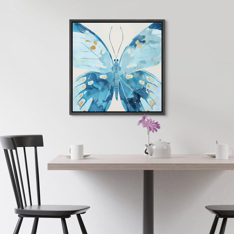 Blue Butterfly, 24" H x 24" W, Black Floater Frame