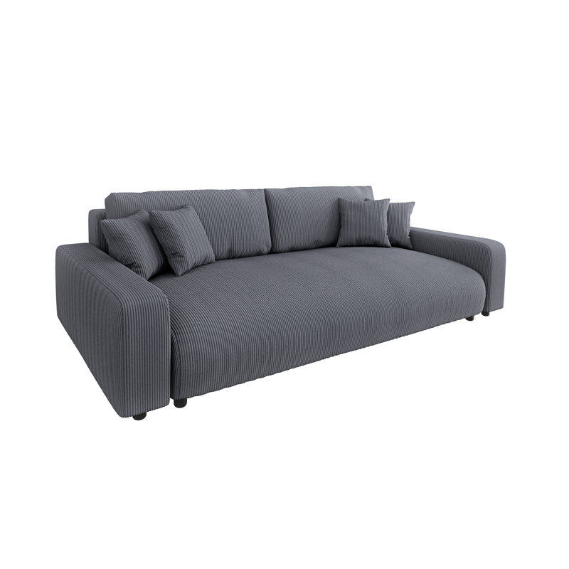 6 Seater Corduroy Sofa Bed, Dark Grey