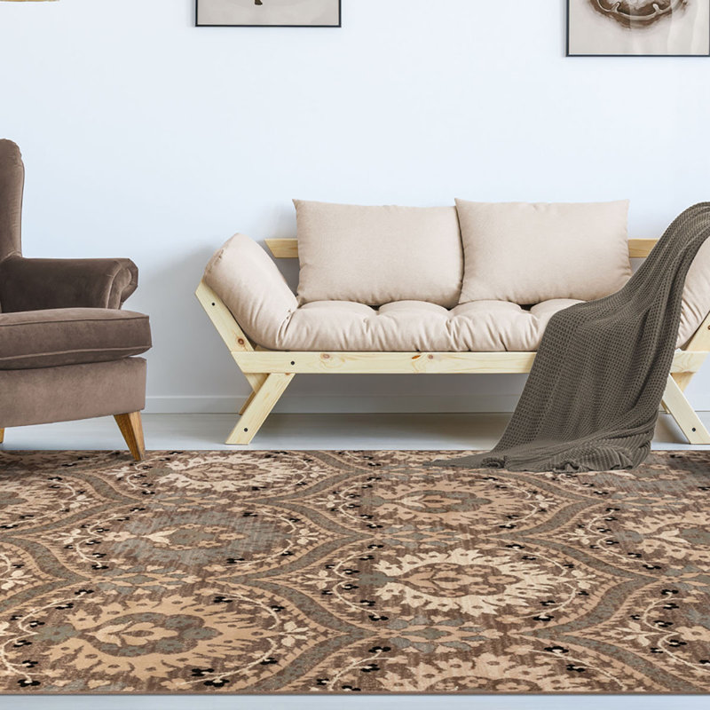 Tapis beige floral 8 pi x 10 pi ivoire