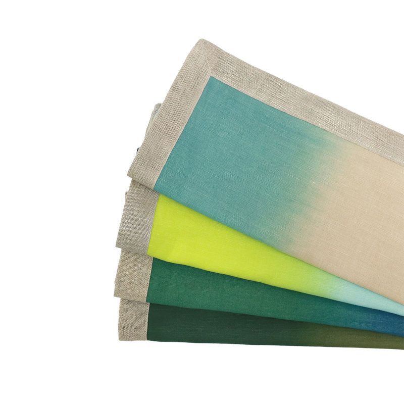 Dip Dye Linen Napkin, Navy/Green