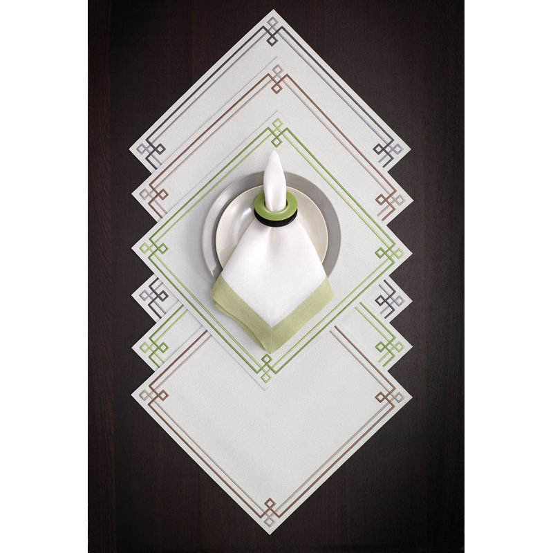 Link Placemats, Green/Antique White