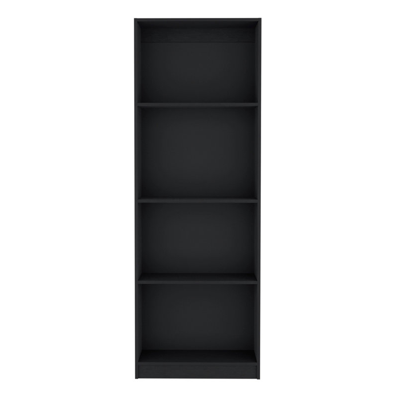 Bibliothèque maison avec présentoir moderne à 4 tablettes pour livres et décoration, Noir