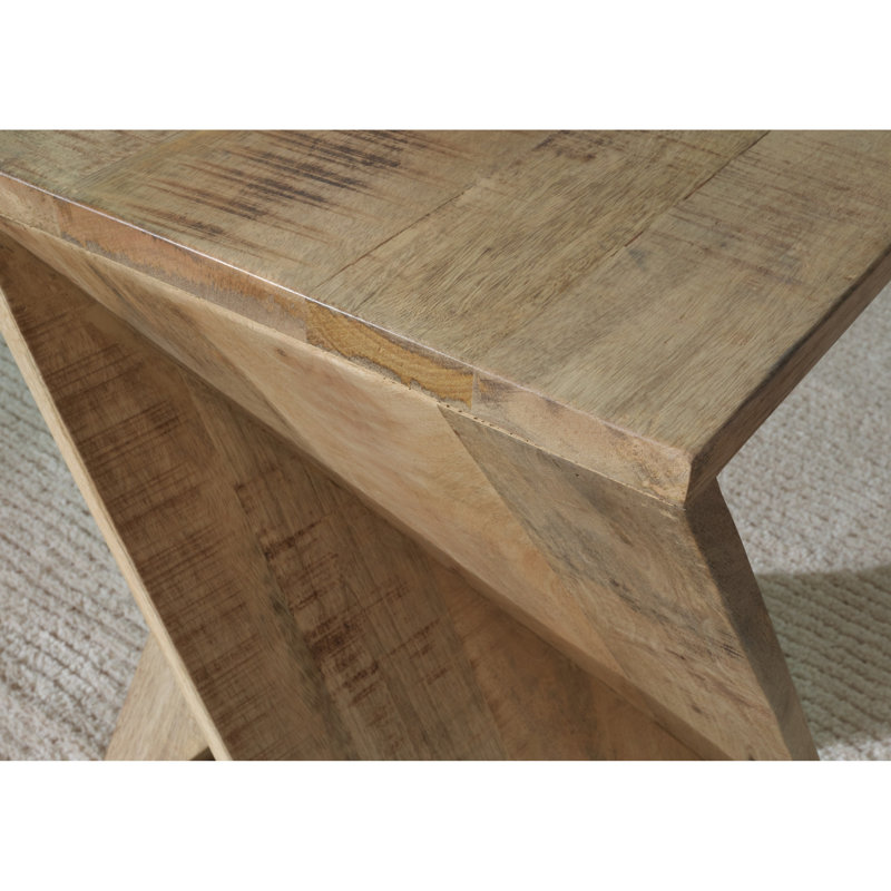 Table de bout Axoi Accent, torsion en bois massif, 14 pouces, gris vieilli, Brun délavé