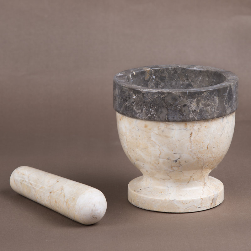 Marble Mortar And Pestle Set, 5.75" H x 5.9" W x 5.9" D