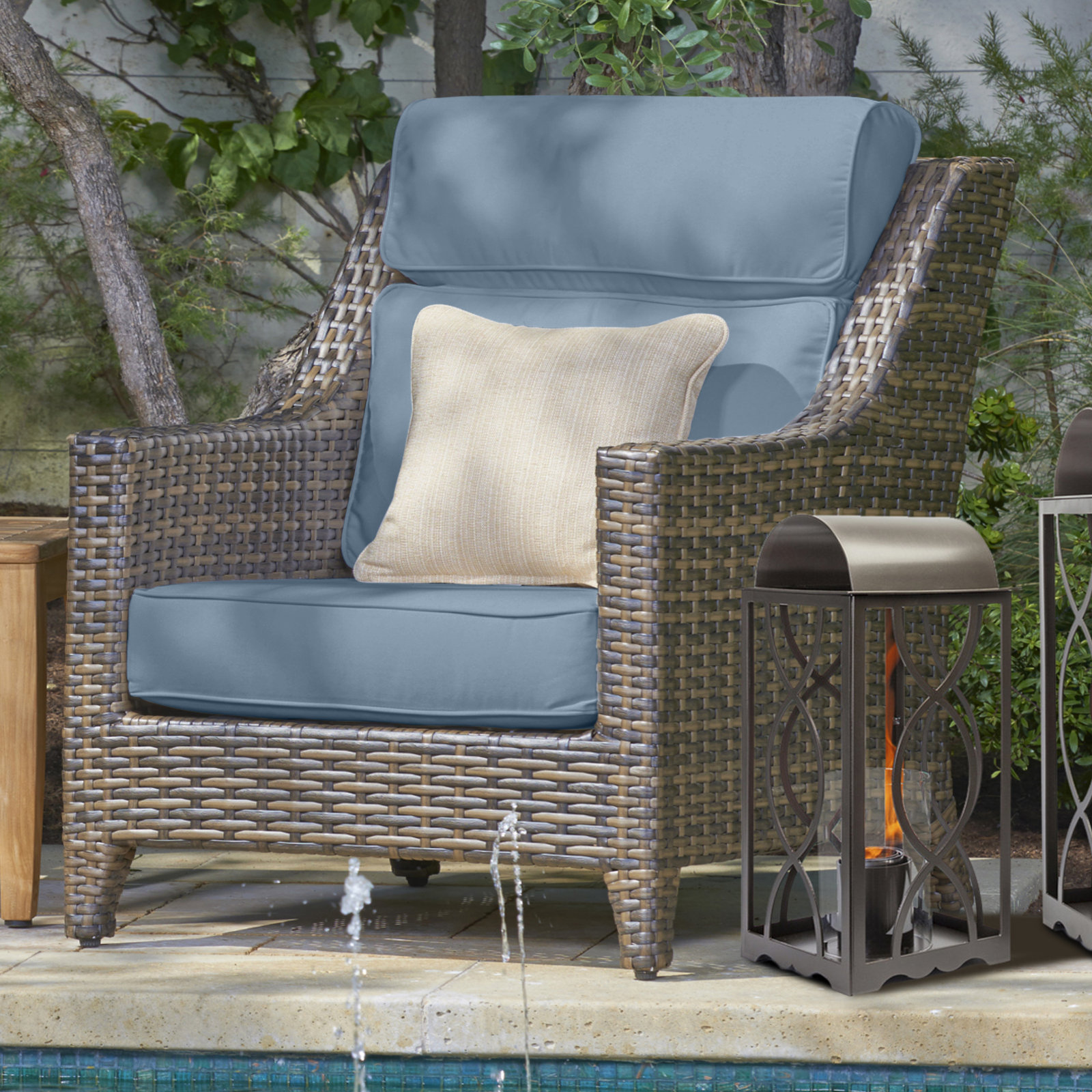 Sunbrella® Outdoor Lounge Chair Seat/Back Cushion, Spectrum Denim