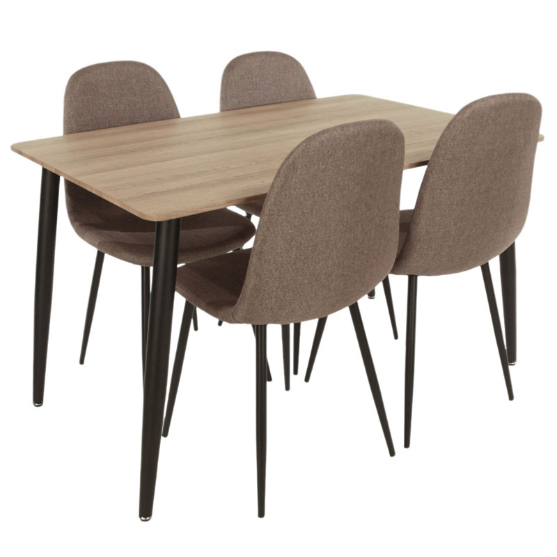 Holmen table and 4 chair dining set, Tan, Brown