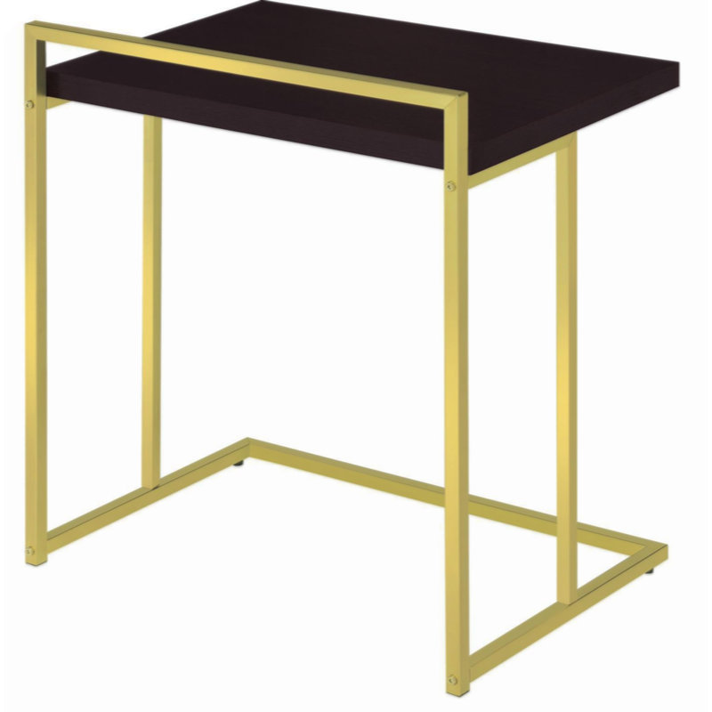 Rectangular Top Snack Table, Black Top/Gold Base