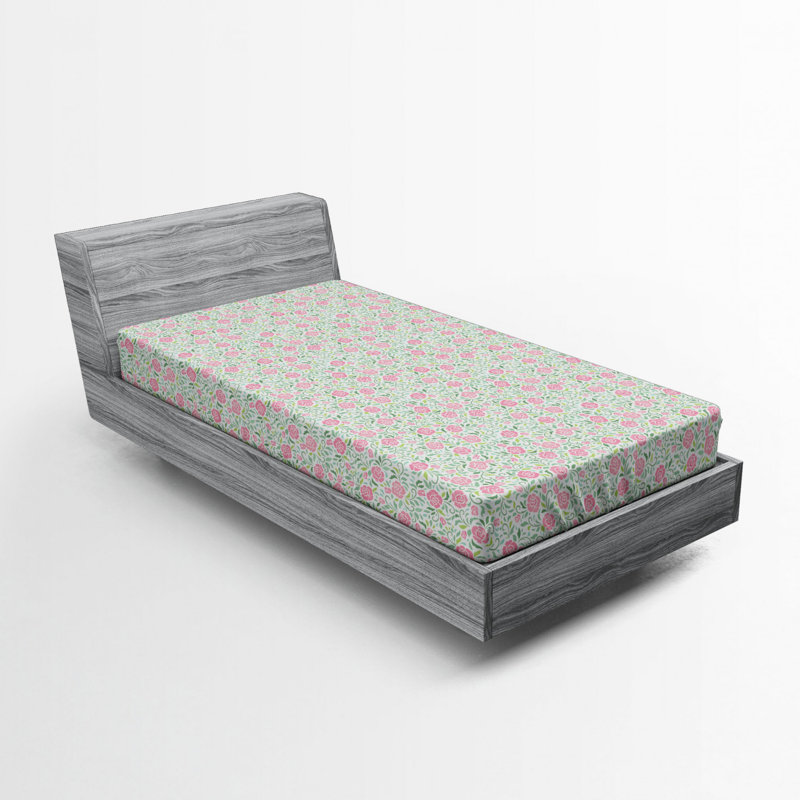 Microfiber Floral Fitted Sheet, Twin Fitted Sheet