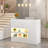 55" Reception Desk with LED Lights, Double-Layer Display Rack, L-Shaped Front Desk Reception Room Table Drawer With Lock-1722814937