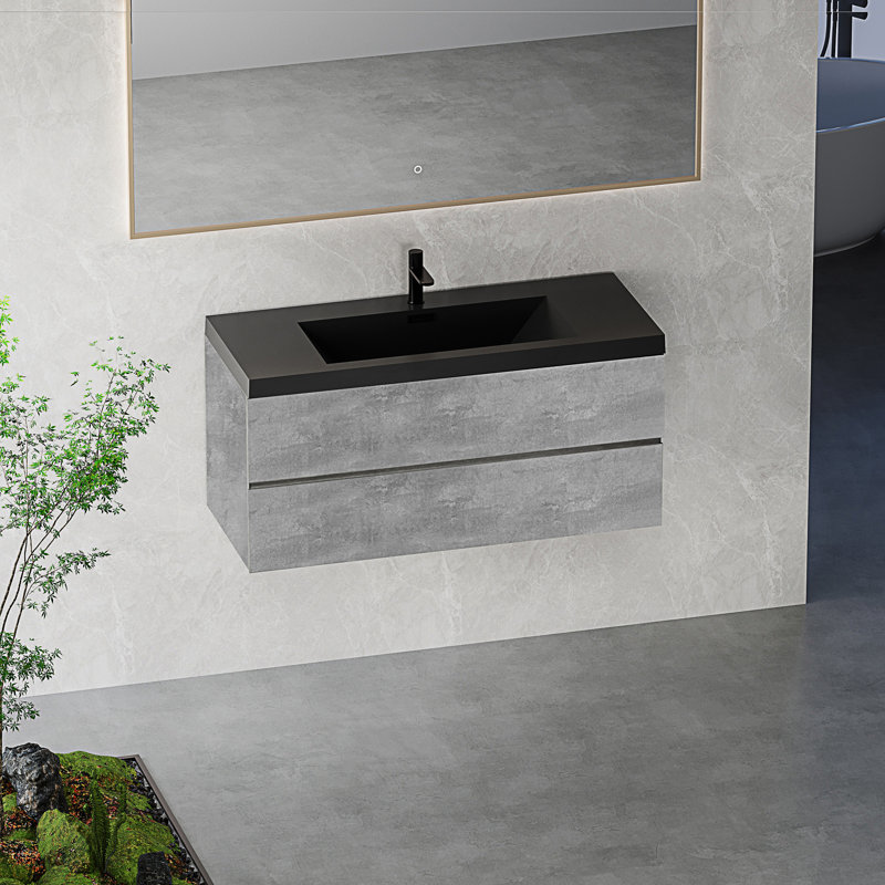 Meuble-lavabo moderne flottant avec 1 lavabo, 47"