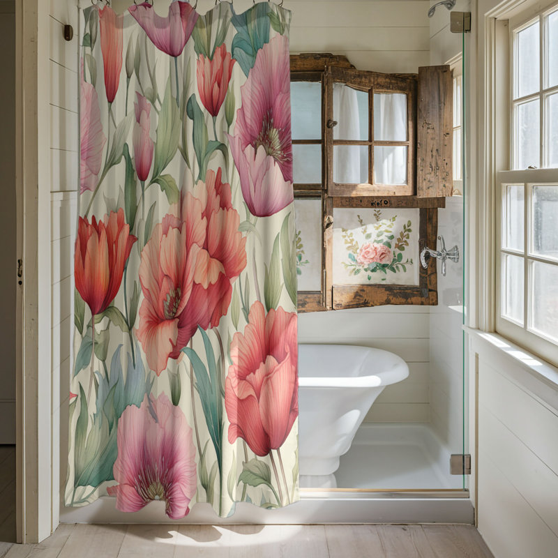 Rideau de douche standard 1 pièce Hue Blossom, H 74 po x l 35 po
