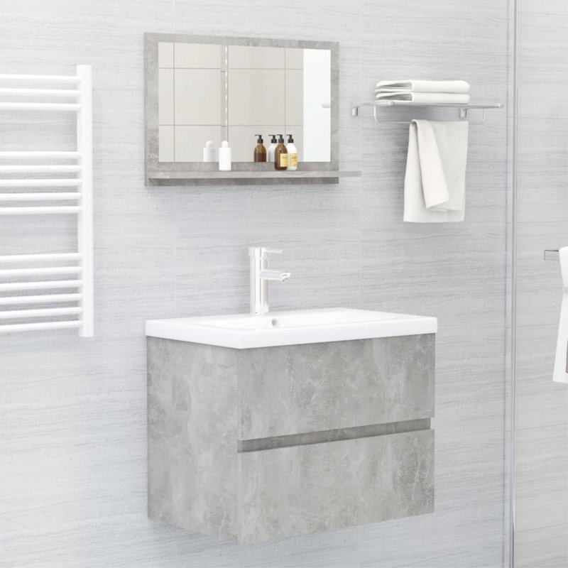 Miroir de salle de bain, Gris béton, 14,6 po x 23,6 po