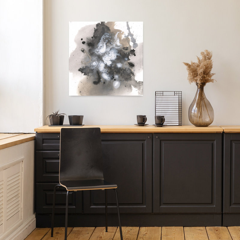 Abstrait contemporain II avec art abstrait noir, H 18 po x l 18 po