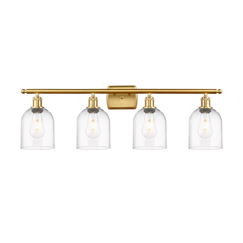 Anacaren 4 - Light Dimmable Vanity Light, Satin Gold, Clear