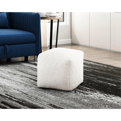 Pouf carré en fausse fourrure, jeton de sol antidérapant, fermeture à glissière, indicateur de capacité de poids de 300 lb,