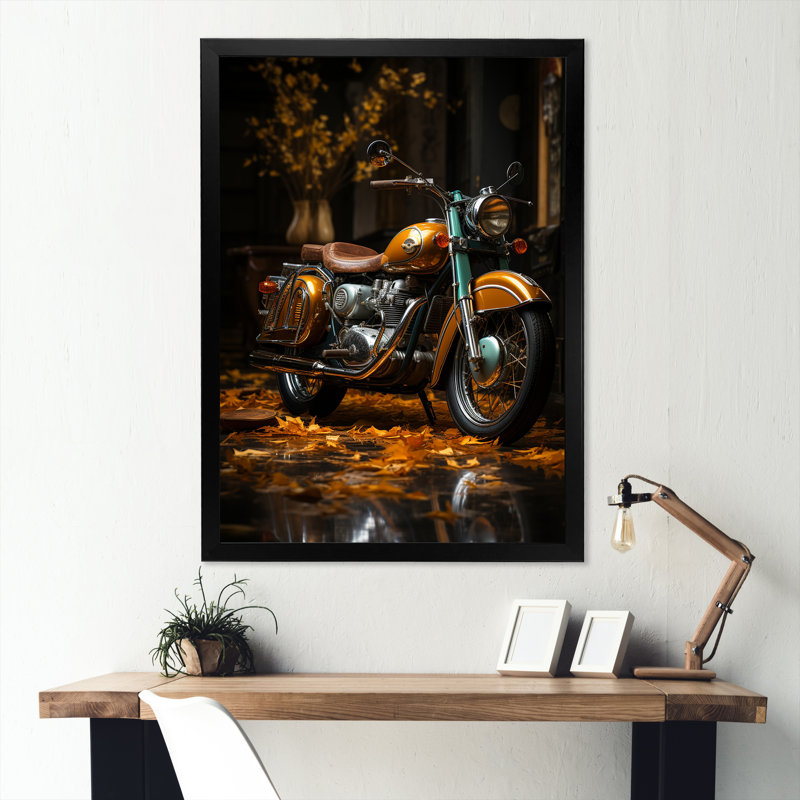 Moto rétro II, H 44 po x l 34 po x P 1,5 po, Cadre simple noir
