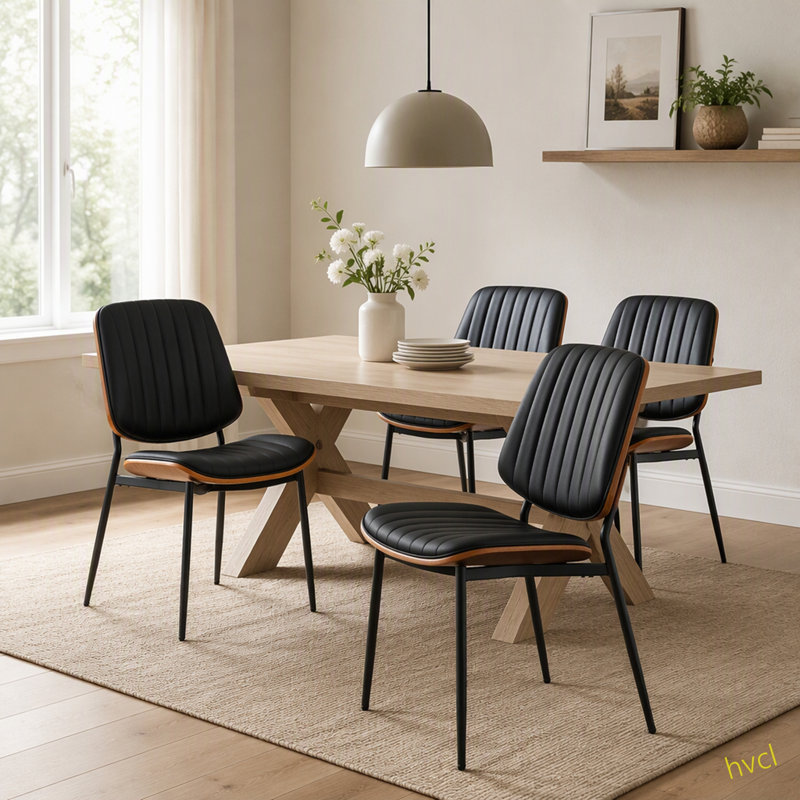 Chaises de salle à manger rembourrées Titus, 2, Noir