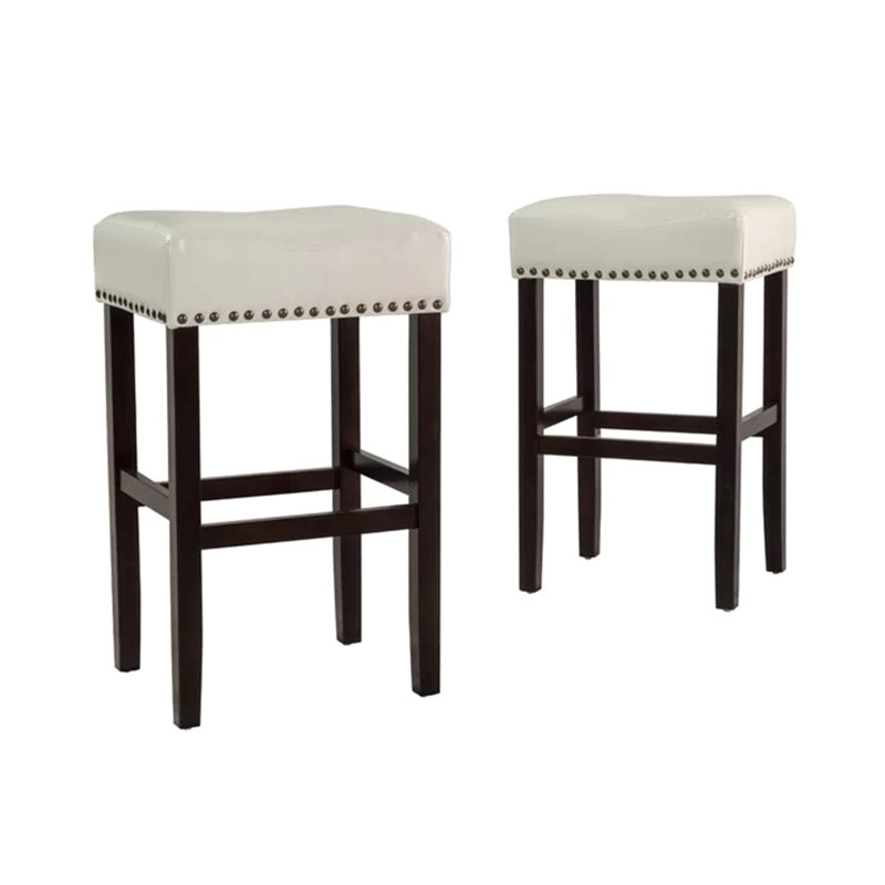 Tabouret de comptoir 30 po en simili cuir ivoire sans dossier (ensemble de 2)