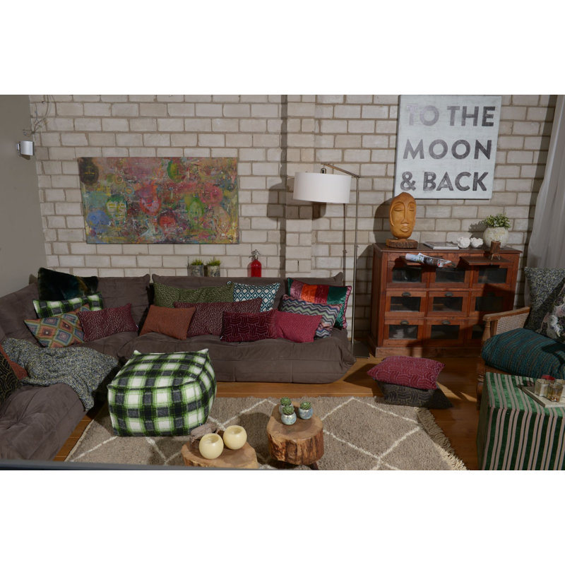 Peru Square Cushion, Taupe/Yellow