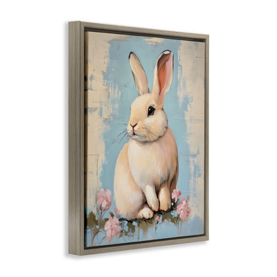 Cadre flottant pastel en forme de lapin de Pâques patiné, design par Arlington Prints