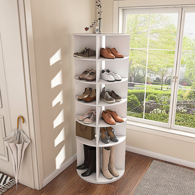 Rotating Shoe Rack Tower, 6-Tier Spinning Shoe Rack, Free Standing 360° Revolving Shoe Organizer