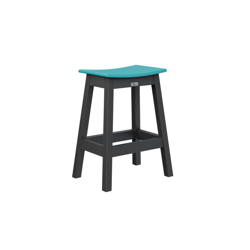 Outdoor Bar Stool, Black, Aruba Blue