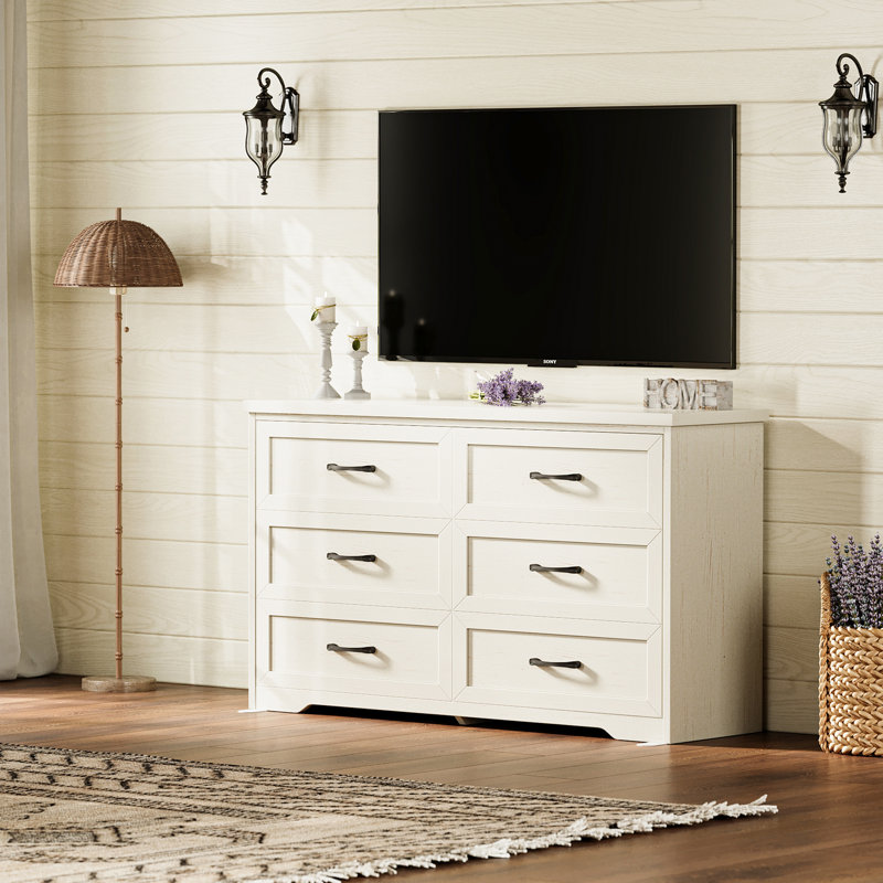 Ensemble de chambre à coucher 3 pièces Stonebridge - Commode 6 tiroirs, commode 6 tiroirs et 2 tables de chevet avec éclairage à DEL et prises de courant