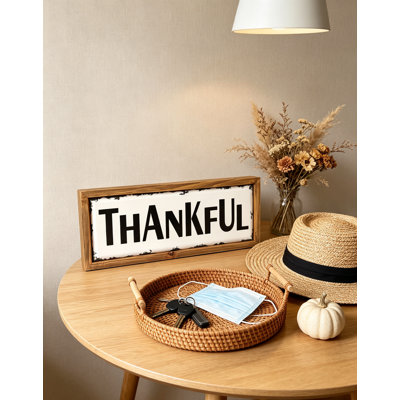 Thankful Wood Block Table Top Sign