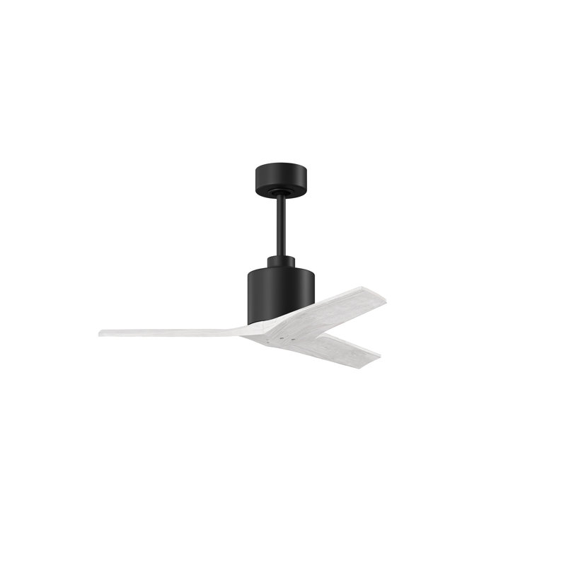 Ventilateur de plafond standard à 3 pales Ertugrul, Noir mat, 42", Blanc mat