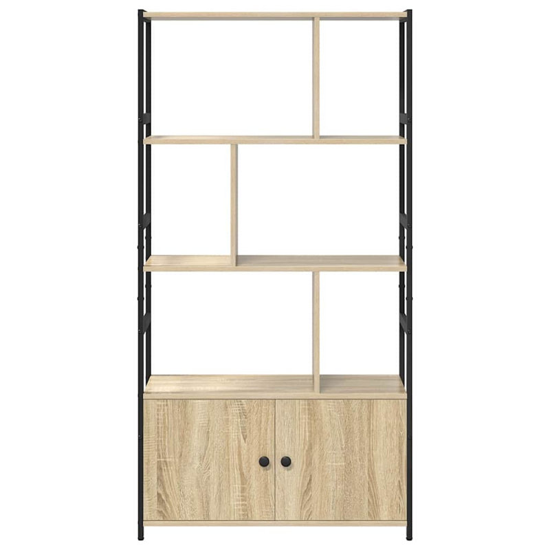 Bookshelf Engineered Wood Freestanding Tiered Home Shelving Living Room, Beige, (4 Shelves) 155.5cm H x 80cm W x 30cm D