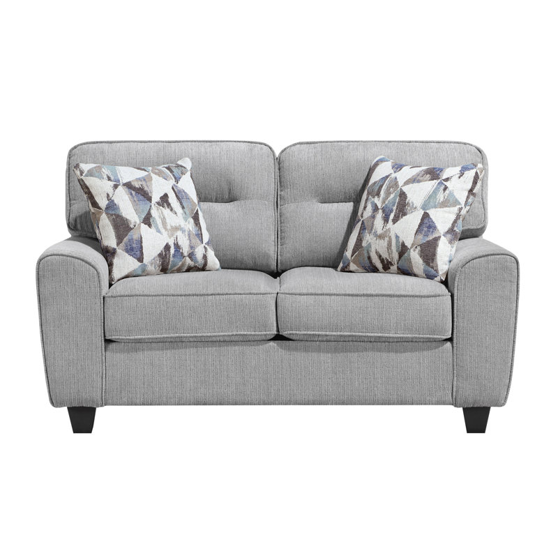 Causeuse en tissu de chenille durable avec coussins décoratifs, design contemporain gris, meubles de salon 1pc