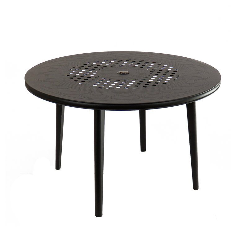 Eildert Round Metal Outdoor Dining Table With Umbrella Hole , 48'' in. W 48'' in. D