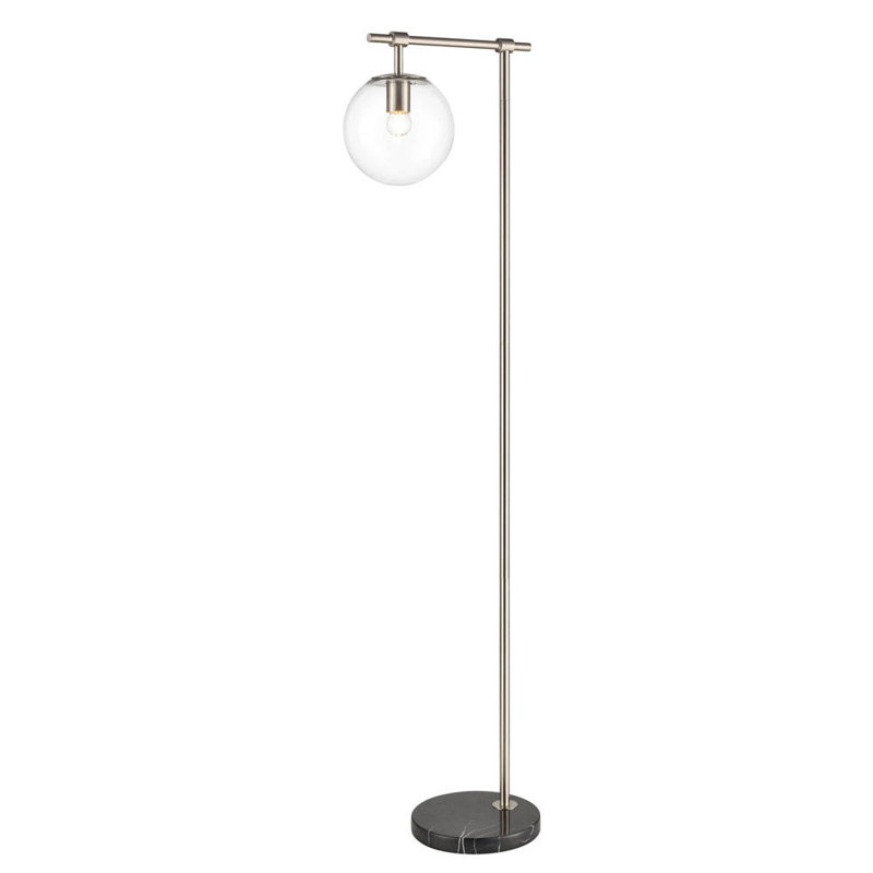Latorya 150cm Traditional Floor Lamp, Black/Satin Nickel
