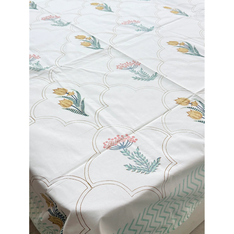 Dreamscape Block Print Soft Cotton Bedsheet Set With Pillowcases