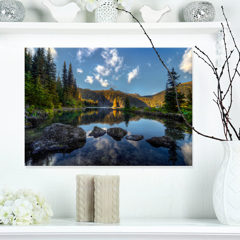 " Mountain Lake Surrounded By Trees ", 12" H x 20" W x 1" D