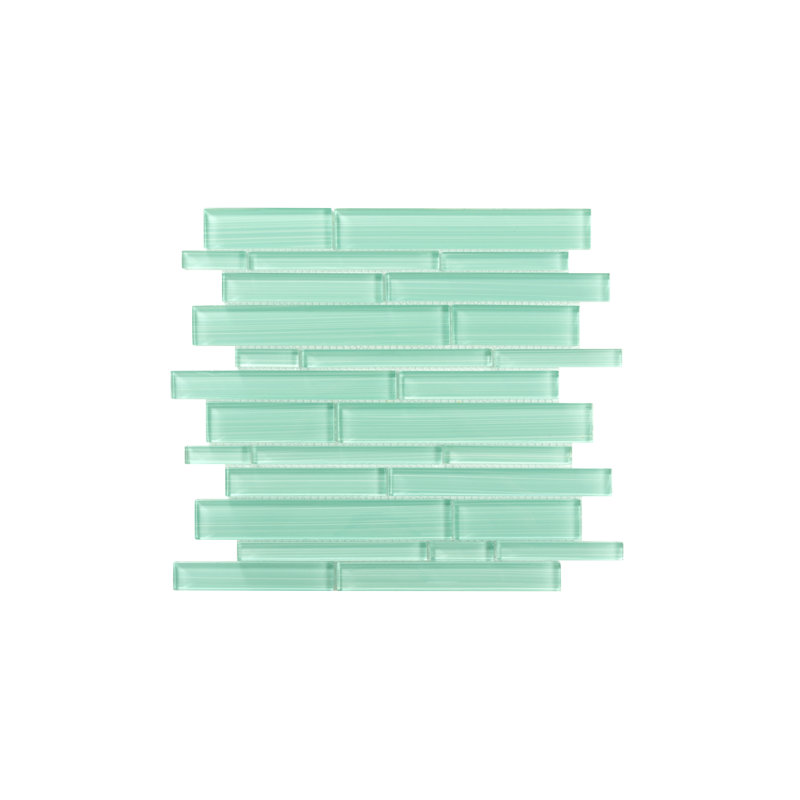 Premium Hand Painted Glass Linear Mosaic Tile, Mint