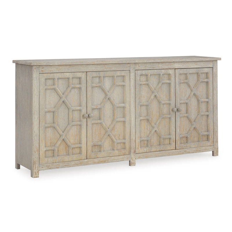 Distressed Blue Gray Mango Wood Accent Cabinet with Shelves