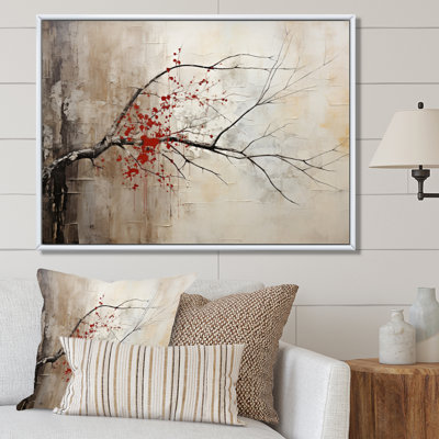 Red Leafs Tree Whispers Of Grey II - Floral Wall Art Prints63