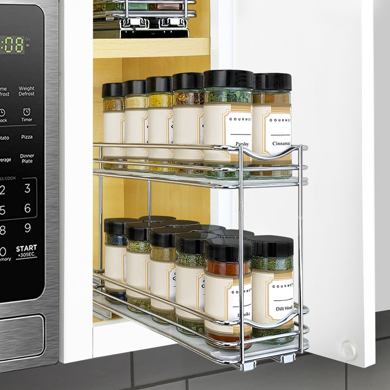 Chrome Double Tier Pull Out Spice Rack Organizer