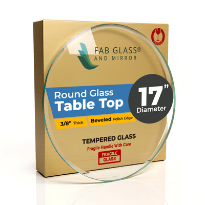 Round Clear Tempered Glass Table Top 17 Inch with 3/8 Inch Thick Beveled Polished Edge Ideal for Tables Desks Workspaces and Outdoor Furniture by Fab Glass and Mirror