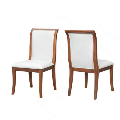 Ensemble de 2 chaises de salle à manger rembourrées Finish - Élégantes chaises d'appoint traditionnelles en tissu avec lignes courbes, structure en bois massif