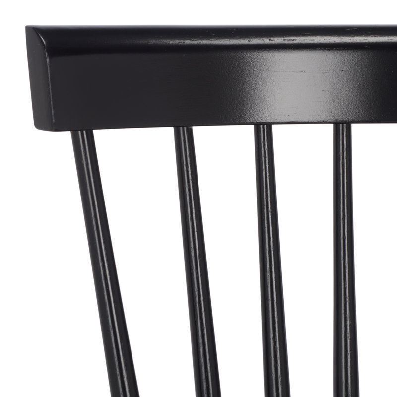 Solid Wood Windsor Back Side Chair, 2, Black