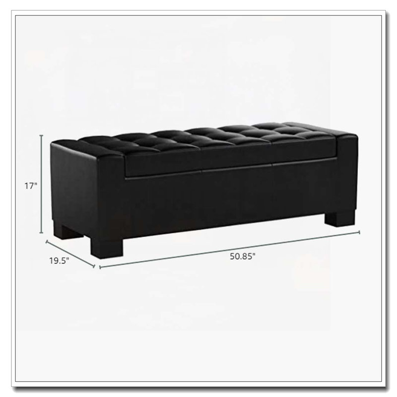 Banc de rangement rabattable, Noir