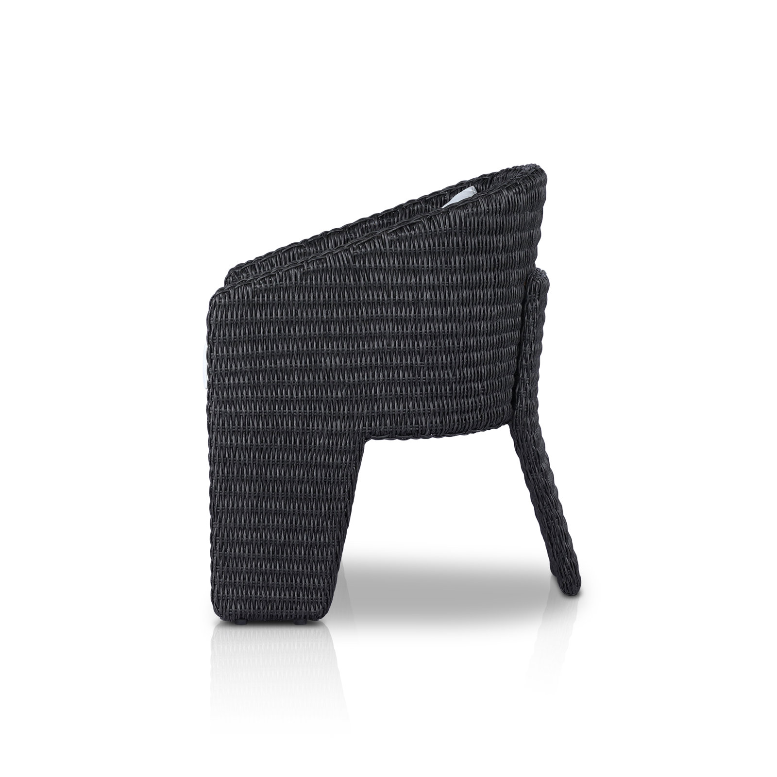 Brenna Wicker Premium All-Weather Wicker Outdoor Dining Armchair with Cushion, Vintage Coal Wicker/White Performance Olefin