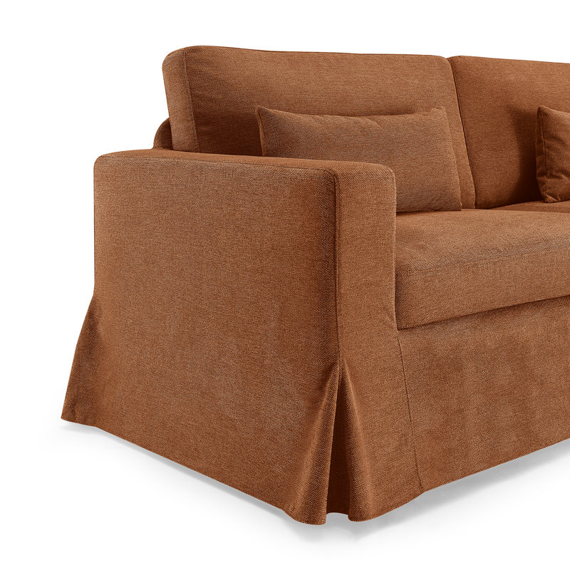 Brenda 213.1Cm Square Arms Sofa, Rust Linen Blend